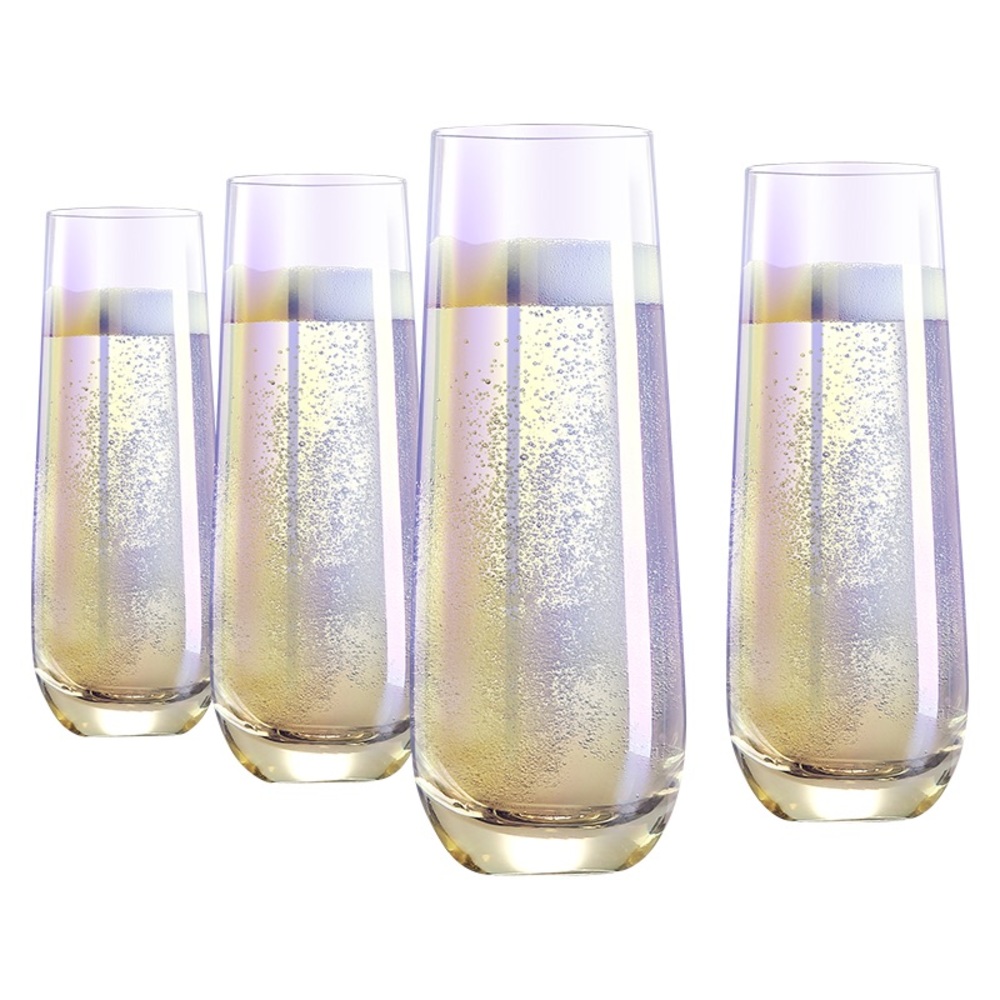 NIB Eparé Iridescent Champagne Flutes (Set of 4)